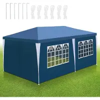 Fiqops Faziango Pavillon Partyzelt für Gartenpartys & Feiern, regen- und winddicht, mit Seitenwänden 3x6m Blau