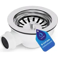 AQUADE Siebkorbventil Ø114mm 3 1/2 mit Anschluss für seitlichen Überlauf für Spüle