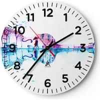 ARTTOR Wanduhr - Rund - Glasuhr - Violine Walk regen Aktivitäten - 40x40cm - Schleichendes Uhrwerk - Lautlos - zum Aufhängen bereit - Dekoration Modern - Wanddekoration aus Glas - C4AR40x40-3077