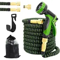 Markenlos Gartenschlauch 15 m flexibel dehnbarer Wasserschlauch - Latexkern - 10 Funktionen Sprühknopf - Haustiere Garten Auto waschen