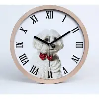 Tulup Holzuhr 20fi cm wanduhr - schwarze Spitzen - Malteser mit vorgehaltener Waffe