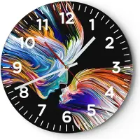 ARTTOR Wanduhr - Rund - Glasuhr - Abstraktion modern - 30x30cm - Schleichendes Uhrwerk - Lautlos - zum Aufhängen bereit - Dekoration Modern - Wanddekoration aus Glas - C4AR30x30-3709