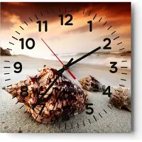 ARTTOR Wanduhr - Quadrat - Glasuhr - Strand schön karibisch bunt - 30x30cm - Schleichendes Uhrwerk - Lautlos - zum Aufhängen bereit - Dekoration Modern - Wanddekoration aus Glas - C4AC30x30-2123