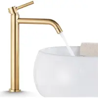 ARI Waschbeck armatur, Wasserhahn Bad Slim Tube, Arbeitsplatte, Golden, Hochdruck, mit Regulierung von Wasserfluss und Wassertemperatur