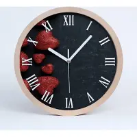 Tulup Holzuhr 30fi cm wanduhr - weiße Spitzen - Herz auf dem Brett