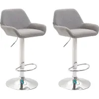 CLP 2er Set Barhocker Braga Stoff chrom grau