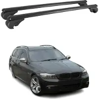Omac Dachträger für BMW 3er E91 5er E39 E61 Gepäckträger Grundträger Alu Schwarz 2x