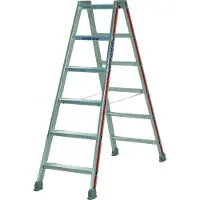 Hymer Stufenstehleiter, beidseitig begehbar, 2x6 Stufen, senkr. Höhe 1,38 m, Reichhöhe 2,88 m, Gewicht 6,7 kg
