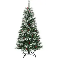 Northix 150 cm künstlicher Weihnachtsbaum mit Schnee und roten Beeren