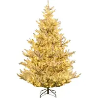 Northix 210 cm großer künstlicher Weihnachtsbaum mit Lichtern und Schnee