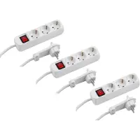Meister Steckdosenleiste 3-fach 3er Set 2 m Kabel weiße Tischsteckdose IP20 Mehrfachsteckdose