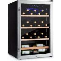 Klarstein Weinkühlschrank, Getränkekühlschrank Schmal, Kühlschrank mit Glastür, Getränkekühlschränke Freistehend, Weinkühlschrank Klein, Weinkühlschränke 1 Zone, UV-Schutz, 4-18 °C, 48 Flaschen