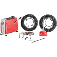 Vevor Elektrische Rohrreinigungsmaschine, 500W, 1400U/min, Abflussreiniger, 2 Stk. 20mx16mm & 5mx9,5mm Federkabel, 0,4mx12mm flexible Feder & 6 Schneider, für Rohre mit 50–110mm Durchmesser
