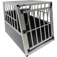 SPOCADO "Villa" Hundetransportbox | 91 x 65 x 69,5 cm | 12 kg | Aluminium & MDF | Stabile Kunststoffecken | Witterungsbeständig | schwarz/grau | SCO-7