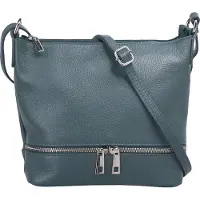 Cluty Umhängetasche "Damen echt Leder, Made in Italy", Damen, Gr. B/H/T: 23cm x 20cm x 3cm onesize, blau, Leder, unifarben, Taschen Umhängetasche, echt Leder, Made in Italy