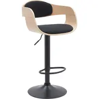 DELUKE Barhocker NADAN - Stoff Natura/schwarz 48x50x87 cm | Barstuhl Höhenverstellbar Mit Lehne Drehbar Tresenhocker Tresenstuhl Kneipenhocker Kneipenstuhl