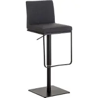 DELUKE Barhocker CARIN - Stoff Dunkelgrau 42x44x86 cm Schwarz | Barstuhl Höhenverstellbar Mit Lehne Drehbar Tresenhocker Tresenstuhl Kneipenhocker