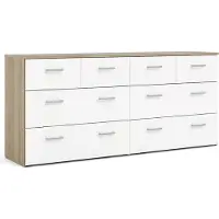 Ebuy24 Spell Kommode breit 4 kleine und 4 grosse Schubladen Eiche Nachbildung, weiss.