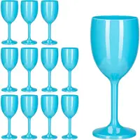 Relaxdays Weingläser Kunststoff, 12er Set, bruchfest & BPA-frei, 250 ml, Camping Gläser Mehrweg, Weißweingläser, türkis