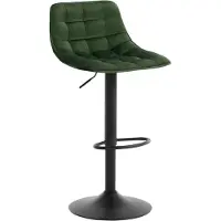 Woltu Barhocker Barstuhl Tresenhocker Bistrohocker Designer Hocker mit Rückenlehne, aus Samt und Metall, höhenverstellbar drehbar Dunkelgrün