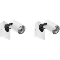 Beliani Wandstrahler 2er Set Weiß und Schwarz Metall 1-flammig Wandspot Rund Trommelform Schwenkbar Industrial Wohnzimmer Schlafzimmer Esszimmer Flur