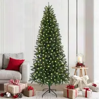 vidaXL Eleganten-Stil Künstlicher Weihnachtsbaum mit 300 LEDs Grün 210 cm PE und PVC DE9165043