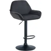 DELUKE Barhocker DUBLIN - Schwarz, Samt, Schwarz | Barhocker mit Lehne Barstuhl Tresenhocker Tresenstuhl Kneipenhocker Kneipenstuhl