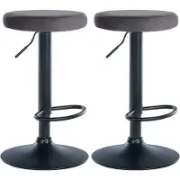 CLP 2er Set Barhocker Ponte Samt höhenverstellbar und drehbar dunkelgrau Material Gestell Metall matt schwarz