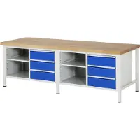 RAU Werkbank höhenverstellbar 8462A2, B2500xT900xH840-1040mm, 6x Schublade-TA