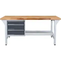 Proregal Werkbank Rhino Plus mit 3 Schubladen | HxBxT 84x150x70cm | Traglast 500kg | Lichtgrau/Anthrazitgrau