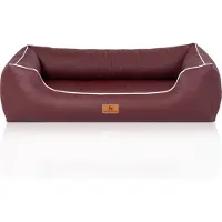 Knuffelwuff orthopädisches Hundebett aus Kunstleder Lovelock M-L 85 x 63cm Weinrot