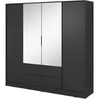 Bettso Moderne LYKE Garderobe für Wohnzimmer mit Spiegel Schwarz