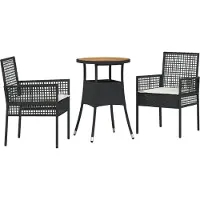 vidaXL Möbel 3-teiliges Gartentischset Schwarz Poly-Rattan - Gartenstühle 3334951