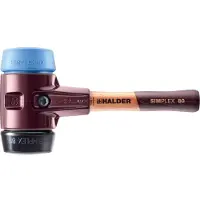 HALDER SIMPLEX Schonhammer Ø 80 mm Gummi / TPE-soft blau mit extra kurzem Stiel und Termpergussgehäuse