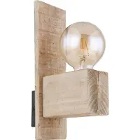 Etc-shop Wandleuchte, Holz natur, schwarz, H 30 cm