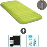 Intex Campingmatte - 1 Person - 76 x 191 x 17 cm - Grün - Inklusive Pumpe - Spannbettuch en Reperaturset
