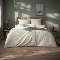 Estella Mako-Satin Uni Bettwäsche Valetta 200x200 cm + 2x 80x80 cm elfenbein