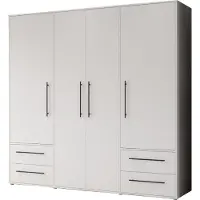 Die Möbelfundgrube Kleiderschrank Drehtürenschrank weiß 206 cm 4 Türen - MOKKARIS -