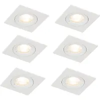 QAZQA Set mit 6 Einbaustrahlern weiß quadratisch GU10 50mm IP44 - Xena
