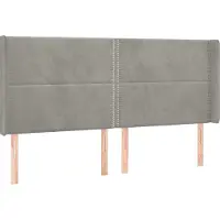 Syfax Kopfteil mit Ohren Hellgrau 203x16x118/128 cm Samt