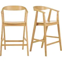 Miliboo - Skandinavische Barhocker aus hellem Holz (2er-Set) BAHIA