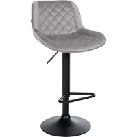 CLP Barhocker höhenverstellbar, Barstuhl Kasson drehbar mit Rückenlehne, modern | Farbe grau Material Samt