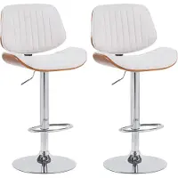 DELUKE 2er Set Barhocker LOSAN - Stoff Walnuss/creme 50x50x94 cm Beige Dunkelbraun Silber | Barstuhl Höhenverstellbar Mit Lehne Drehbar Tresenhocker
