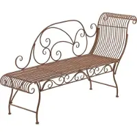 DELUKE Gartenbank SIZON - Metall Braun 156x46x78 cm | Gartenliege Metall Sonnenliege Antik Vintage Gartenstuhl Lang 1 Sitzer
