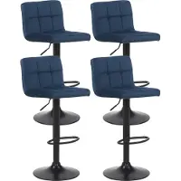 CLP 4er Set Barhocker Feni Samt höhenverstellbar und drehbar | Farbe blau
