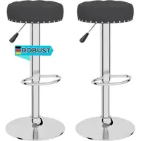 DELUKE Barhocker KENTR höhenverstellbar 2er Set Schwarz Stoff | Barstühle drehbar Küchenhocker Thekenhocker für Küche Hausbar