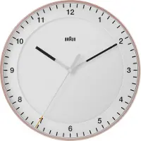 Braun Klassische Quarz-Wanduhr in Pink/Weiß / präzises Leisegangwerk / Sekundenzeiger mit Floating-Effekt (ohne Ticken) / gehärtetes Glas / 30 cm