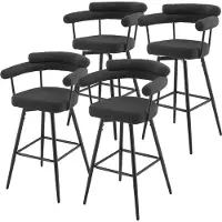 ML-Design Barhocker Drehbar 4Er Set Dunkelgrau mit Teddy-Stoff 76 cm