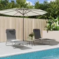 vidaXL Möbel Sonnenliegen Klappbar 2 Stk. Grau Textilene und Stahl - Gartenliegen &3515