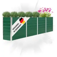 DELUKE Hochbeet für Garten OSKAR Grün | 320x40x77cm | Verzinkter Stahl | Wetterfest | Gartenbeet Kräuterbeet Blumenbeet Beet hoch Frühbeet für Garten Gemüsebeet